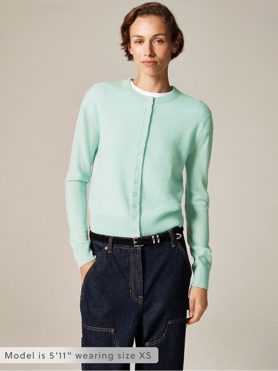NWT! J. CREW Women’s Perfect cashmere cardigan Sky Mint Size Large 100% Cashmere - Picture 15 of 15